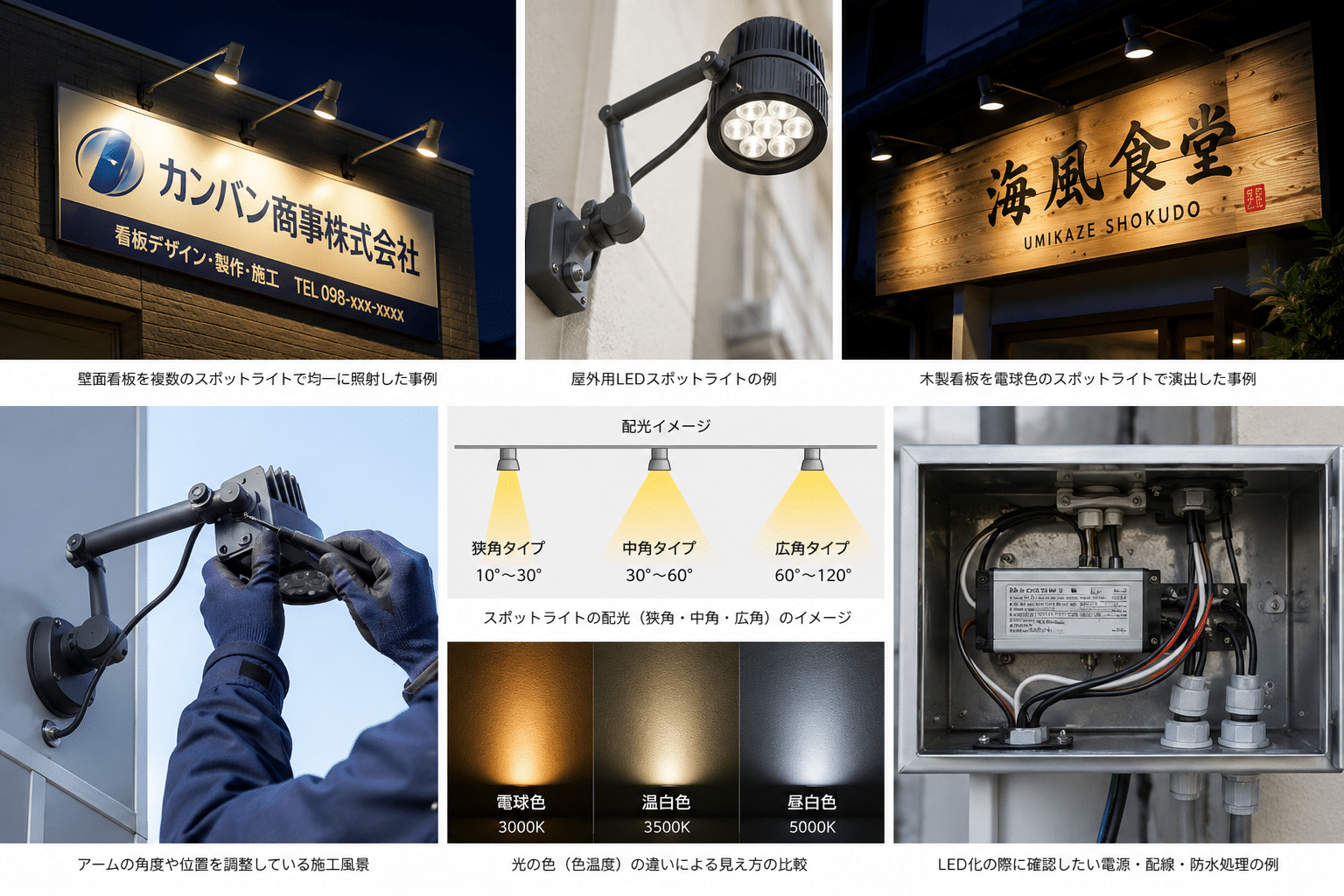 屋外看板照明とLEDスポットライト施工ガイド